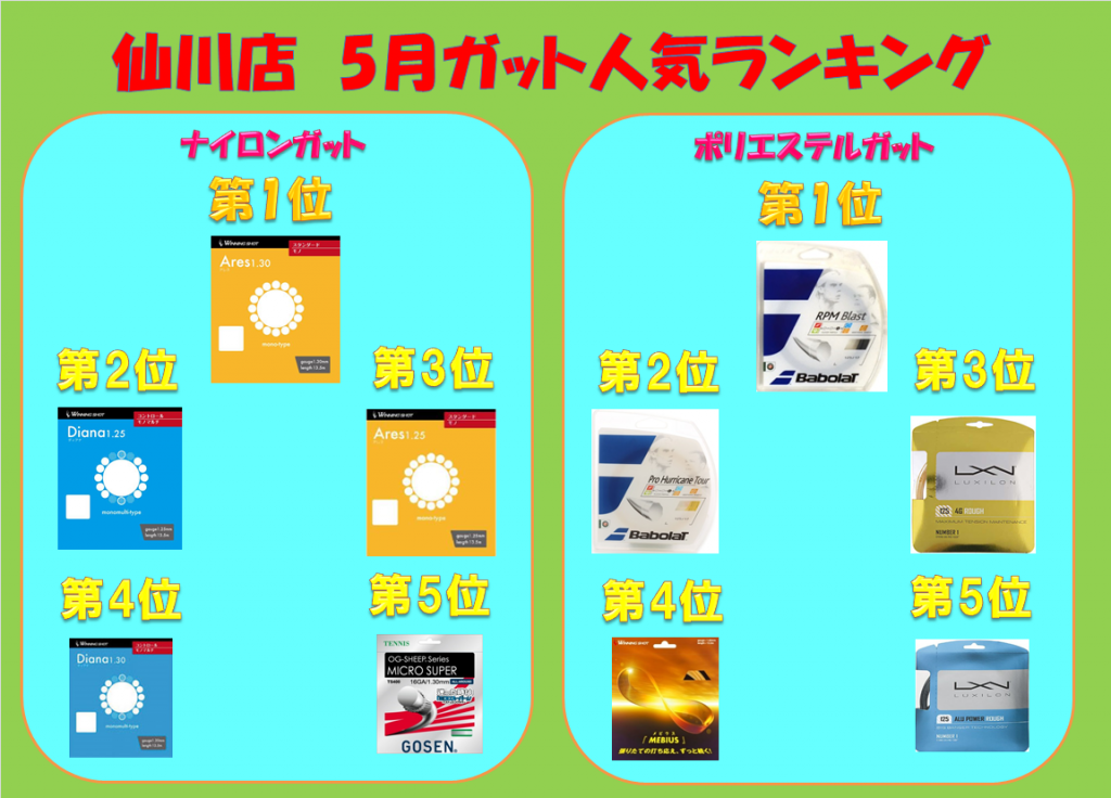 仙川店　5月のガット人気ランキング！！