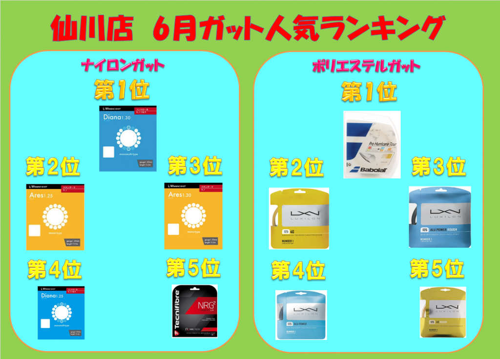 仙川店　6月のガット人気ランキング！