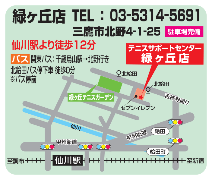 テニスサポートセンター 緑ヶ丘店 アクセスマップ